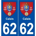 62 Calais escudo de armas de la etiqueta engomada de la placa de pegatinas de la ciudad