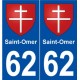 62 Saint-Omer blason autocollant plaque stickers ville