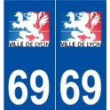 69 Lyon logo autocollant plaque stickers ville