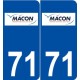 71 Mâcon logo autocollant plaque stickers ville