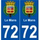 72 Le Mans blason autocollant plaque stickers ville