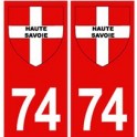 74 la Haute-Savoie etiqueta engomada de la placa de fondo rojo de la capa de brazos de la cruz de saboya