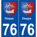 76 Dieppe escudo de armas de la etiqueta engomada de la placa de pegatinas de la ciudad