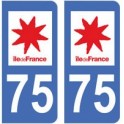 75 Paris Ile de France Sticker autocollant plaque immatriculation auto voiture département