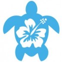 Schildkröte-hibiskus aufkleber sticker blau