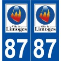 87 Limoges logotipo de la etiqueta engomada de la placa de pegatinas de la ciudad