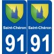 91 Saint-Chéron blason autocollant plaque stickers ville