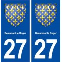 27 Beaumont-le-Roger blason autocollant plaque stickers département