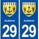 29 Audierne blason autocollant plaque immatriculation stickers ville