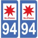 94 Val de Marne autocollant plaque immatriculation auto sticker département ile France