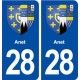 28 Anet blason autocollant plaque stickers ville