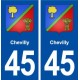 45 Chevilly  blason ville autocollant plaque stickers