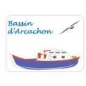 Etiqueta engomada de la Cuenca de Arcachon, logotipo barco de la etiqueta engomada adhesiva