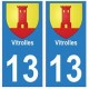 13 Vitrolles ville autocollant plaque