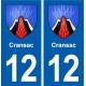 12 Cransac blason ville autocollant plaque sticker