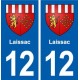 12 Laissac blason ville autocollant plaque sticker