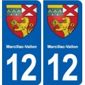 12 Marcillac-Vallon blason ville autocollant plaque sticker