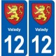 12 Valady blason ville autocollant plaque sticker