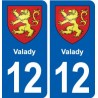 12 Valady blason ville autocollant plaque sticker