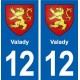 12 Valady blason ville autocollant plaque sticker