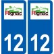 12 Rignac logo ville autocollant plaque sticker