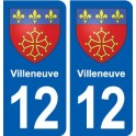 12 Villeneuve blason ville autocollant plaque sticker