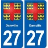 27 Damville blason autocollant plaque stickers ville