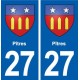 27 Pîtres blason autocollant plaque stickers ville