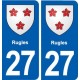 27 Rugles blason autocollant plaque stickers ville