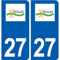 27 Rugles logo autocollant plaque stickers ville