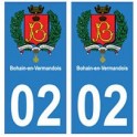 02 Bohain-en-Vermandois de la ciudad de la etiqueta engomada de la placa