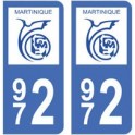 972 Martinica placa etiqueta