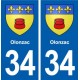 34 Olonzac blason ville autocollant plaque stickers