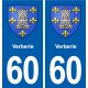 60 Verberie blason autocollant plaque stickers ville