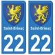 22 Saint-Brieuc autocollant plaque blason armoiries stickers département