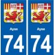 74 Ayse blason autocollant plaque stickers ville