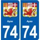 74 Ayse blason autocollant plaque stickers ville