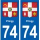 74 Pringy blason autocollant plaque stickers ville