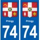 74 Pringy blason autocollant plaque stickers ville