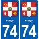 74 Pringy blason autocollant plaque stickers ville