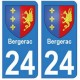 24 Dordogne autocollant plaque blason armoiries stickers département