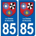 85 La Chaize-le-Vicomte escudo de armas de la etiqueta engomada de la placa de pegatinas de la ciudad