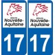 17 Charente-Maritime autocollant plaque immatriculation auto département sticker Nouvelle Aquitaine logo