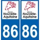 86 Vienne autocollant plaque immatriculation auto département sticker Nouvelle Aquitaine logo