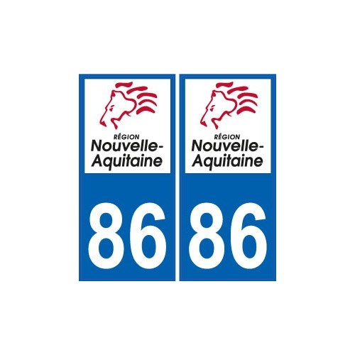 86 Vienne autocollant plaque immatriculation auto département sticker Nouvelle Aquitaine logo