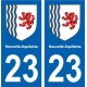 23 creuse autocollant plaque immatriculation auto département sticker Nouvelle Aquitaine blason