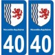 40 Landes autocollant plaque immatriculation auto département sticker Nouvelle Aquitaine blason