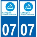07 Ardèche autocollant plaque immatriculation auto département sticker Auvergne-Rhône-Alpes logo 3