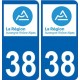 38 Isère autocollant plaque immatriculation auto département sticker Auvergne-Rhône-Alpes logo 3