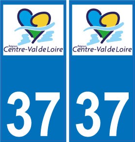 Autocollants 37 avec logo nouvelle région Centre-Val-de-Loire pour